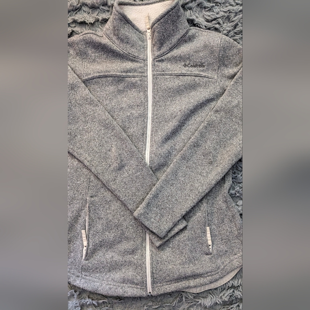 Columbia Canyon Point Sweater Fleece Womens Medium Gray New Full Zip Jacket